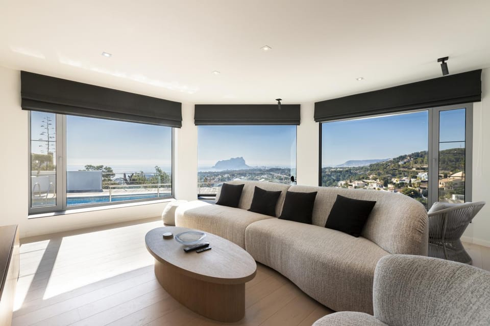 Natural landscape, Living room, Mountain view, Pool view, Sea view