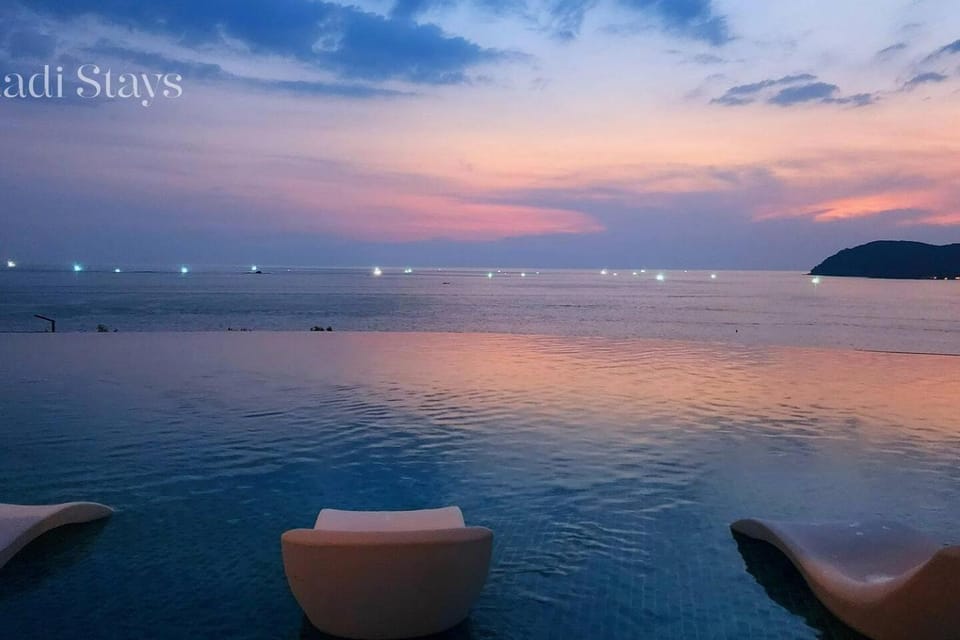 View (from property/room), Sea view, Swimming pool, Sunset, sunbed