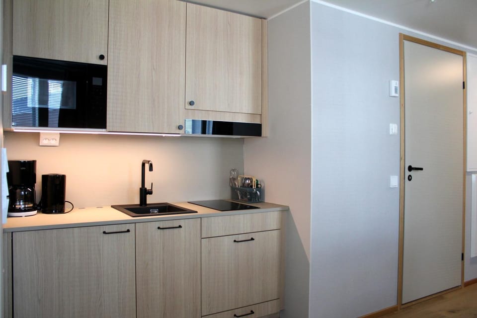 Kitchen or kitchenette, stove