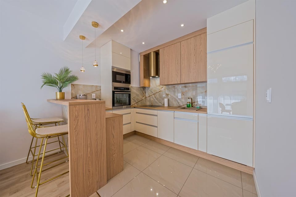 Kitchen or kitchenette, microwave