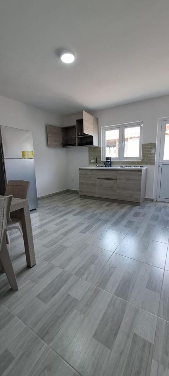 Kitchen or kitchenette, stove
