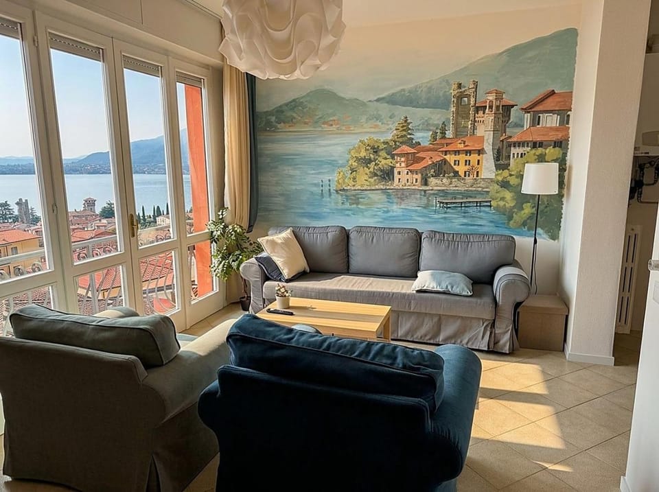 Living room, Seating area, Lake view