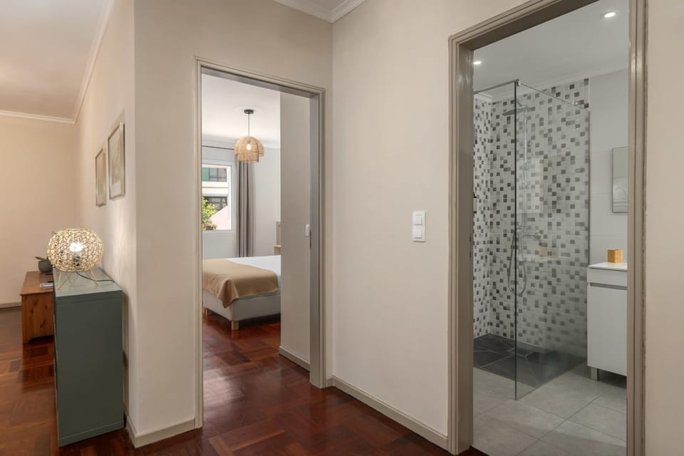 Shower, Bed, Bathroom, Bedroom