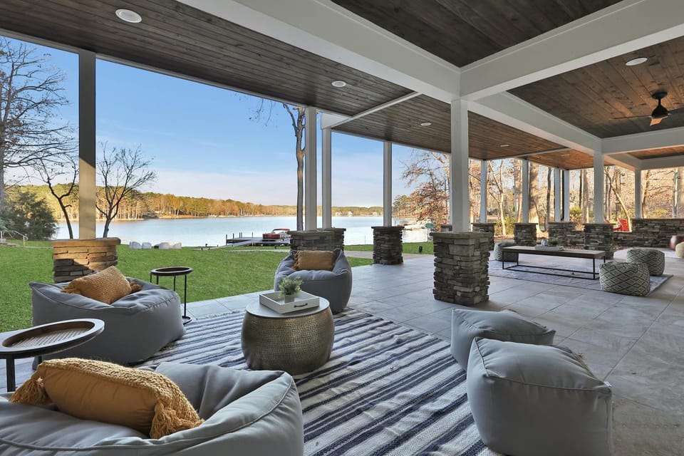 Patio, Seating area, Lake view