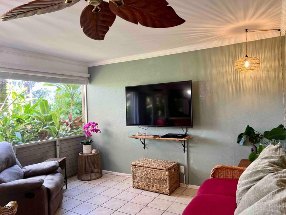 Surf Shack ,Cold AC , Pool Hot Tub, Sleeps 4, Mt View Apartment in Princeville