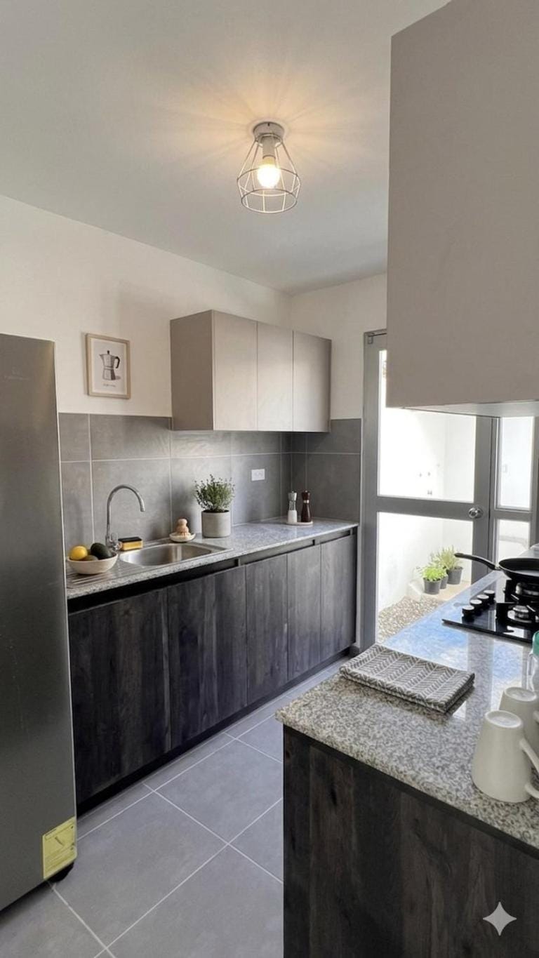 Kitchen or kitchenette, dishwasher, stove
