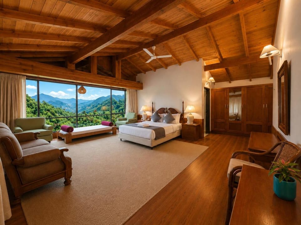 Bed, Seating area, Bedroom