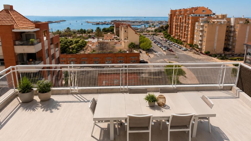 Property building, Patio, Day, Neighbourhood, Natural landscape, Bird's eye view, View (from property/room), Balcony/Terrace, City view, Sea view, Street view, Location