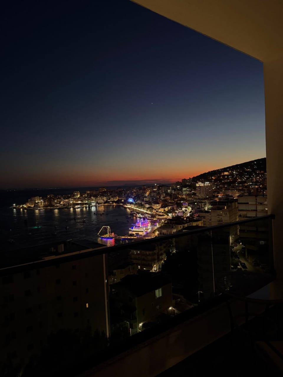 Night, Natural landscape, City view, Sea view