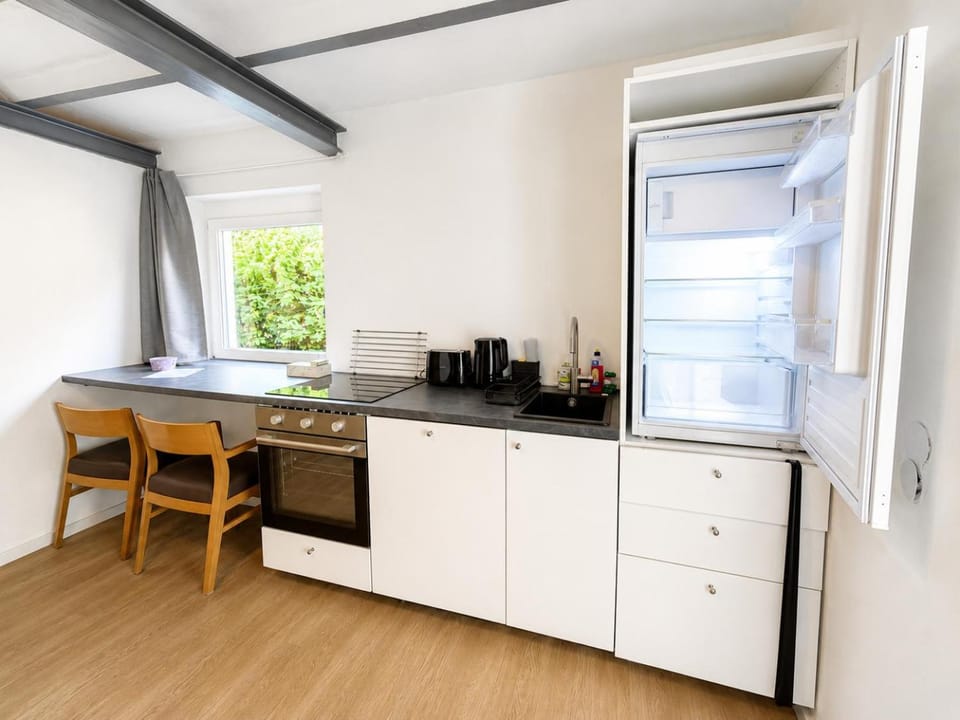 Kitchen or kitchenette, oven