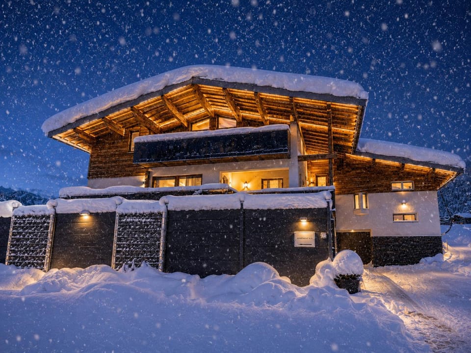 Property building, Night, Winter, Street view