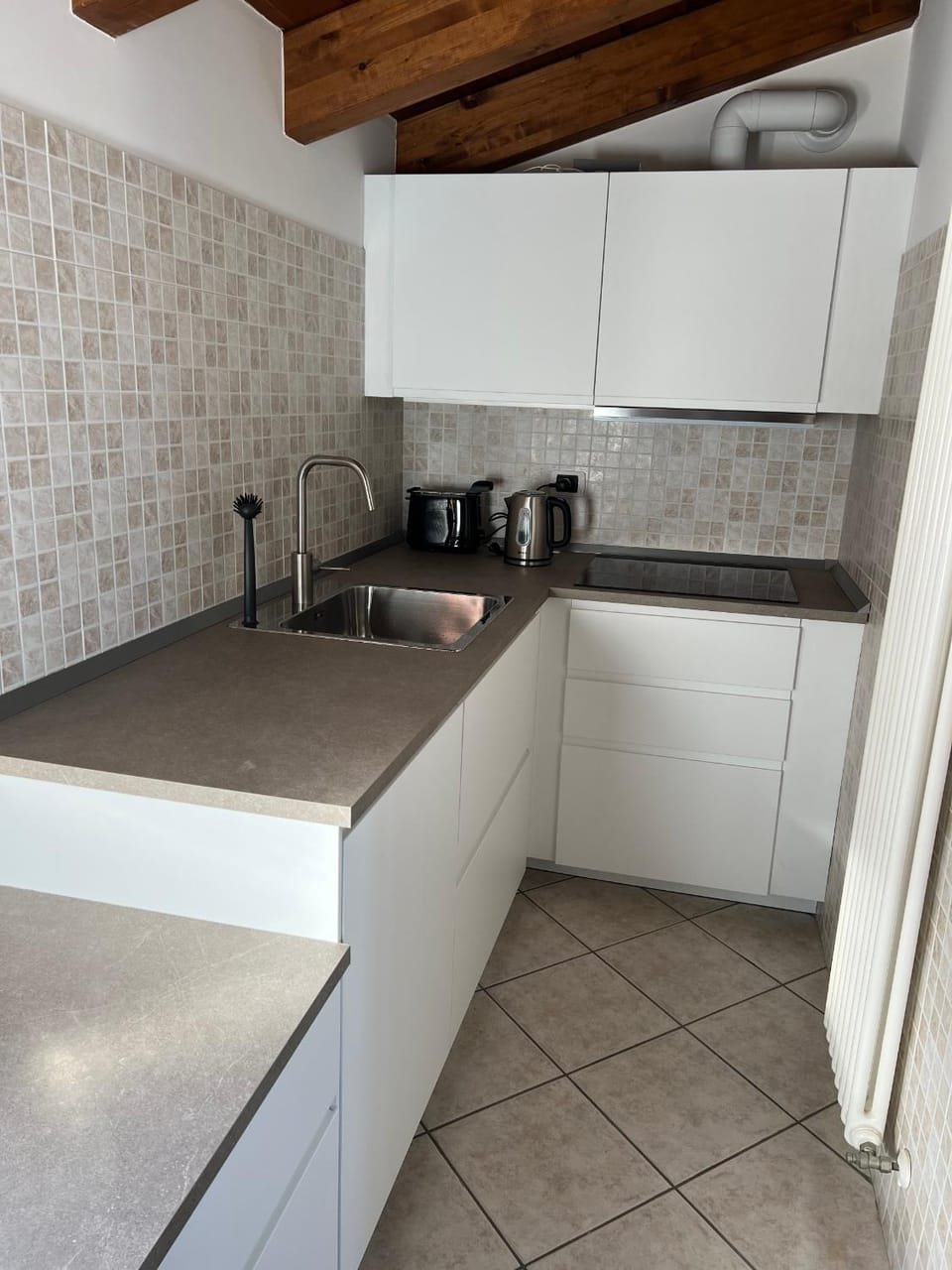 Kitchen or kitchenette, stove
