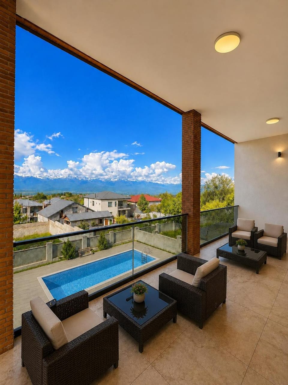 Natural landscape, Balcony/Terrace, Mountain view, Pool view