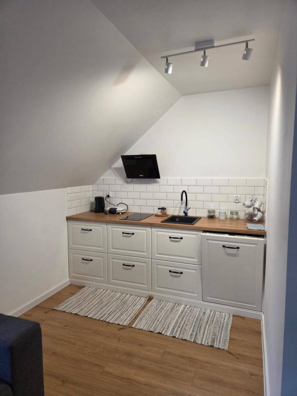 Kitchen or kitchenette, dishwasher, stove