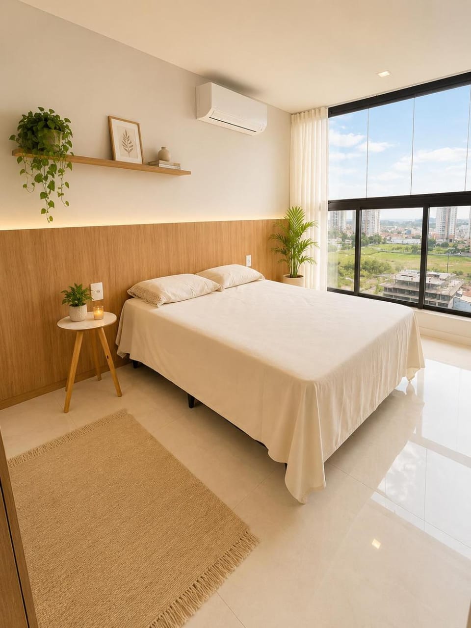 Photo of the whole room, air conditioner