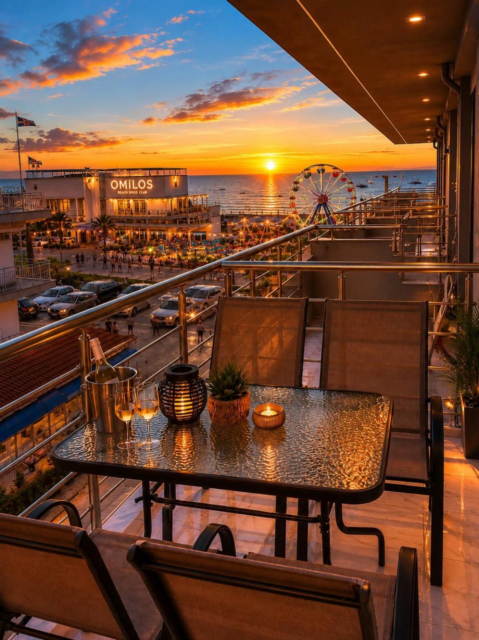 Day, Natural landscape, View (from property/room), Balcony/Terrace, Living room, Seating area, Dining area, Sea view