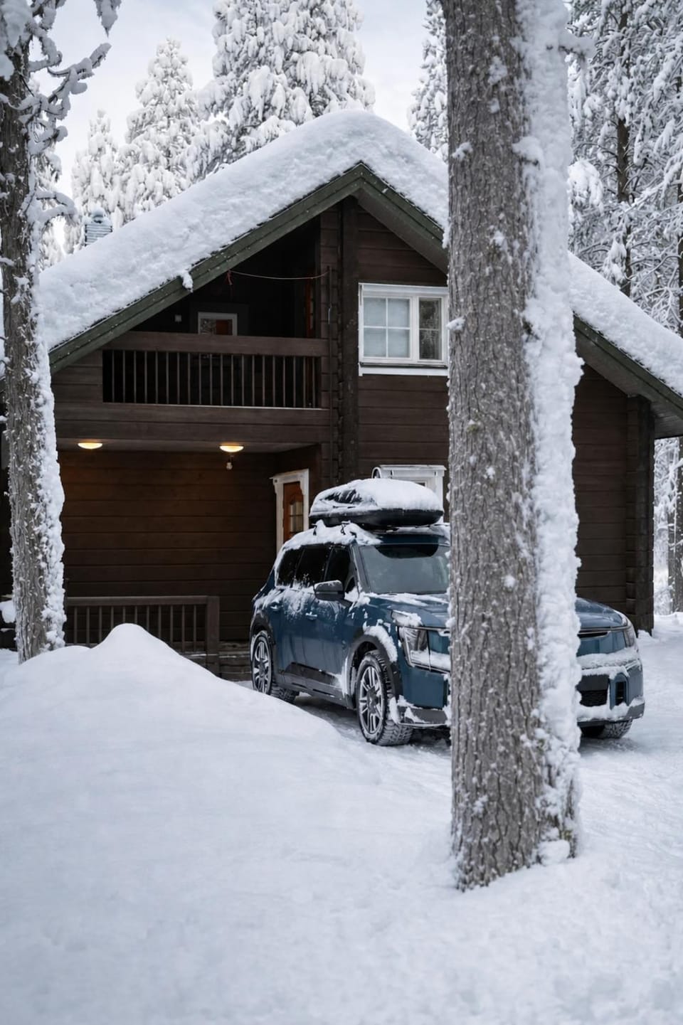 Property building, Day, Natural landscape, Winter, Parking