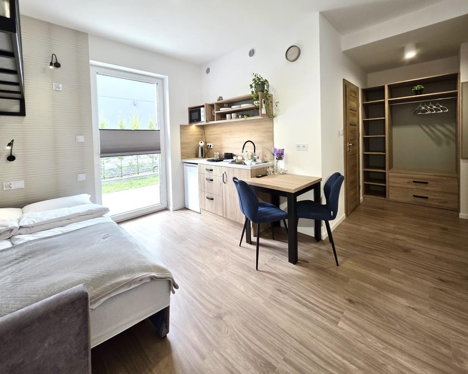 Patio, Bed, Balcony/Terrace, Kitchen or kitchenette, Living room, Seating area, Dining area, bunk bed, microwave, stove, wardrobe, air conditioner