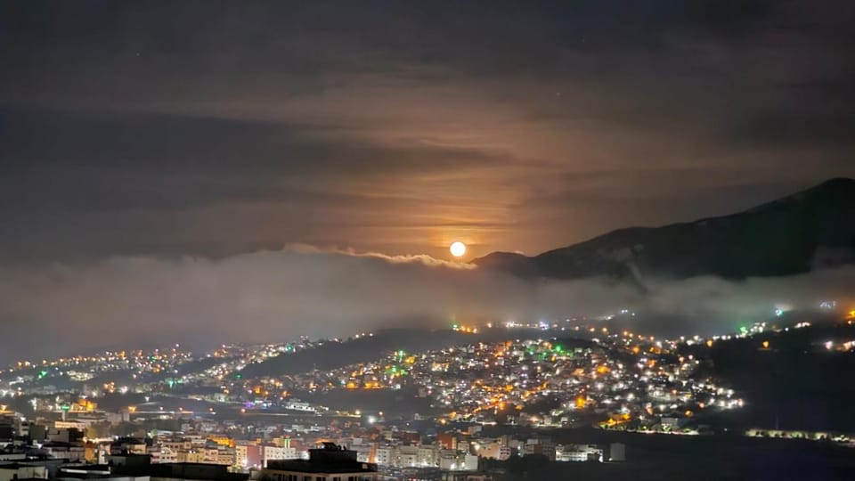 Night, Natural landscape, Bird's eye view, City view, Mountain view