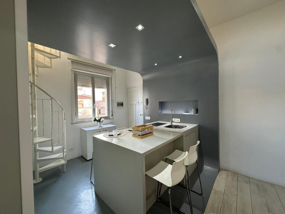 Kitchen or kitchenette, stove