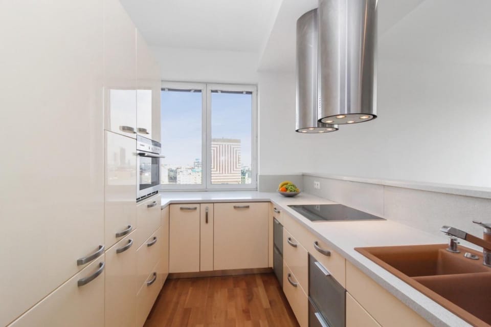 Kitchen or kitchenette, dishwasher, stove