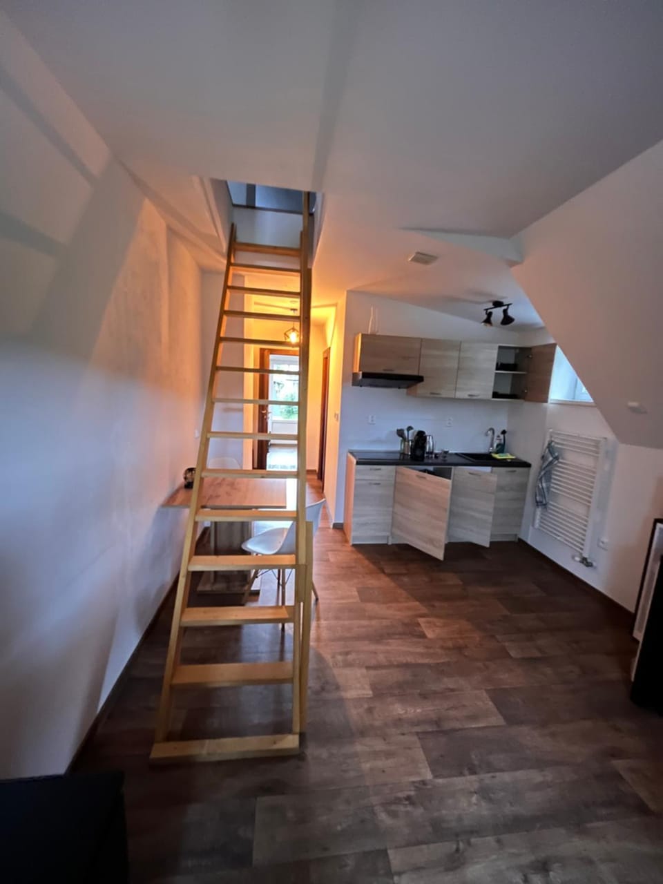 Kitchen or kitchenette, Photo of the whole room, Dining area, stove