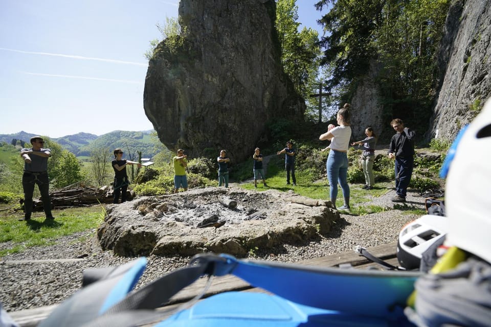 Natural landscape, Mountain view, group of guests