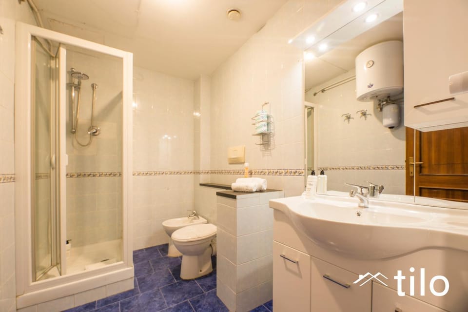Shower, Toilet, bidet, towels