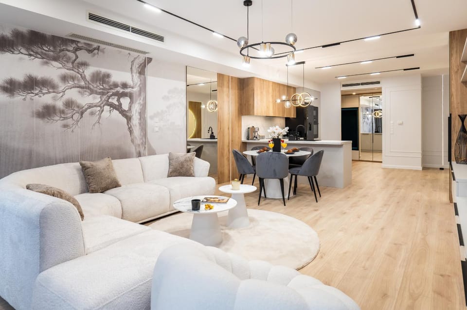 Kitchen or kitchenette, Living room, Seating area