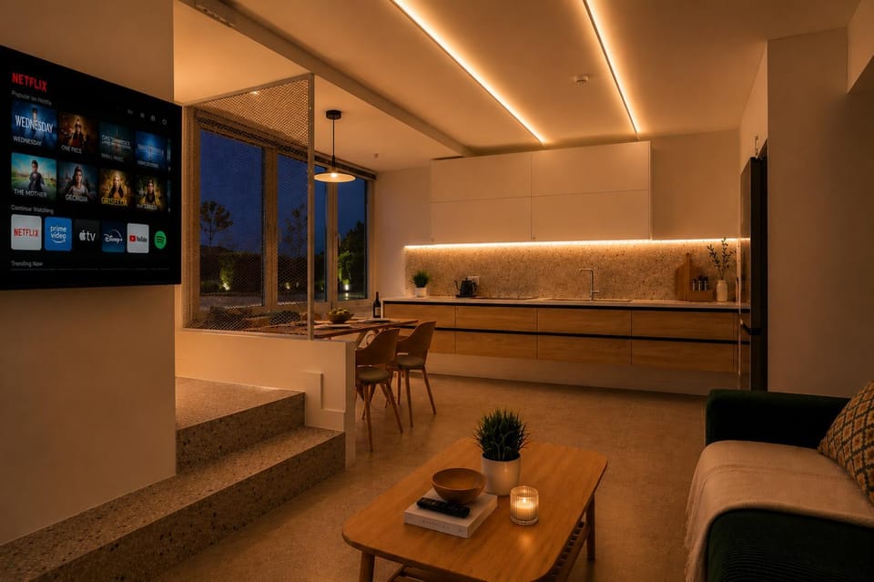 Kitchen or kitchenette, Living room, Dining area