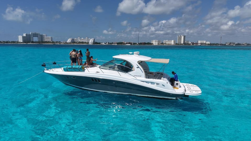 Blue Aqua Docked boat in Cancun