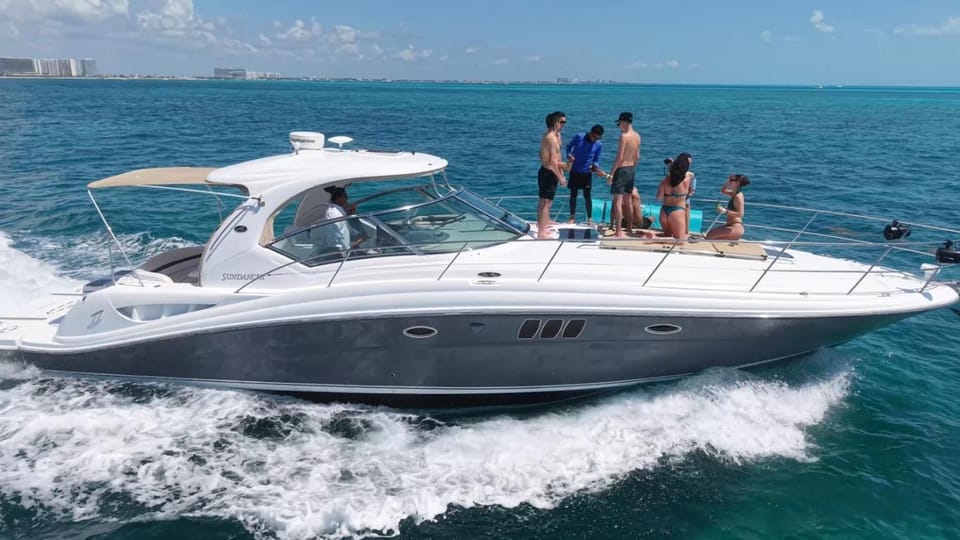 Blue Aqua Docked boat in Cancun