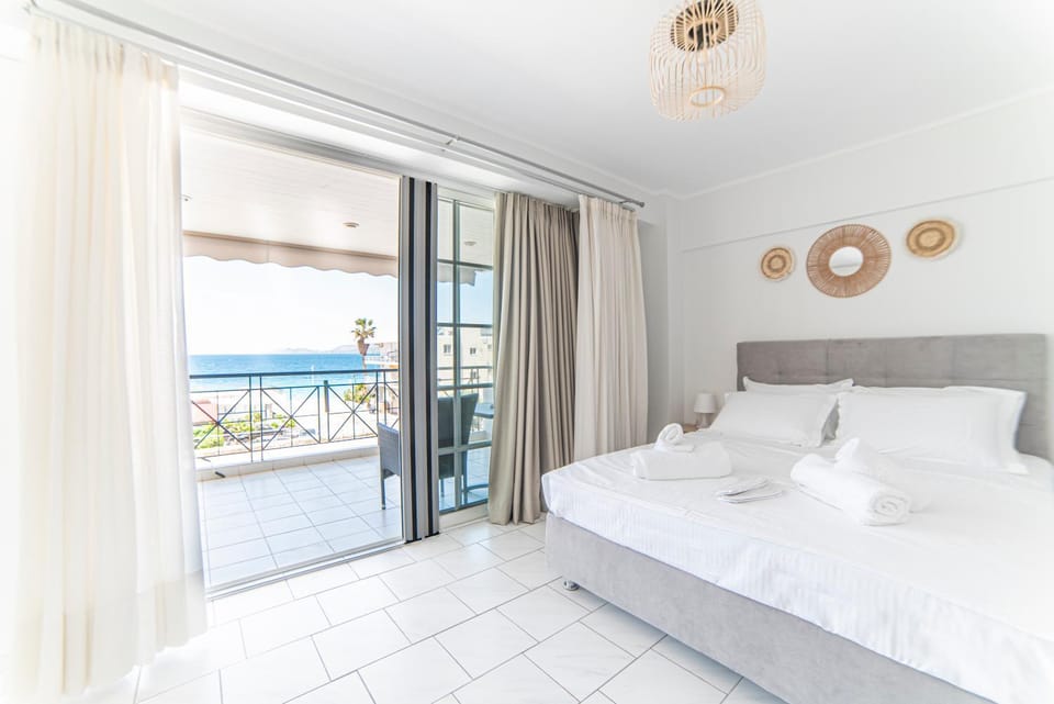 Bed, Natural landscape, Bedroom, Sea view, towels