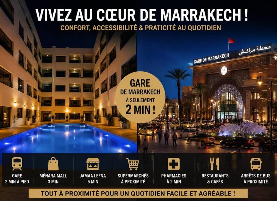 Appartement Luxe avec Piscine & Parking - Guéliz Apartment in Marrakesh