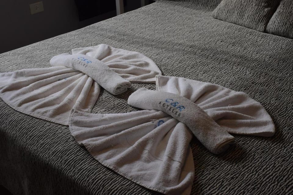 Bed, Photo of the whole room, Bedroom, towels