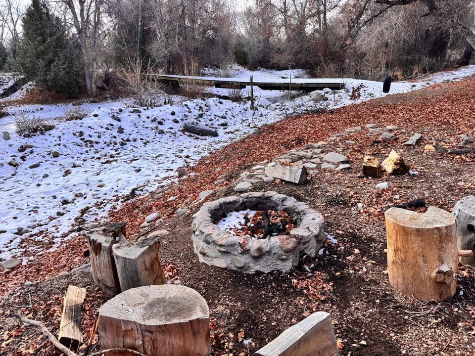 Natural landscape, Winter, Seating area, River view