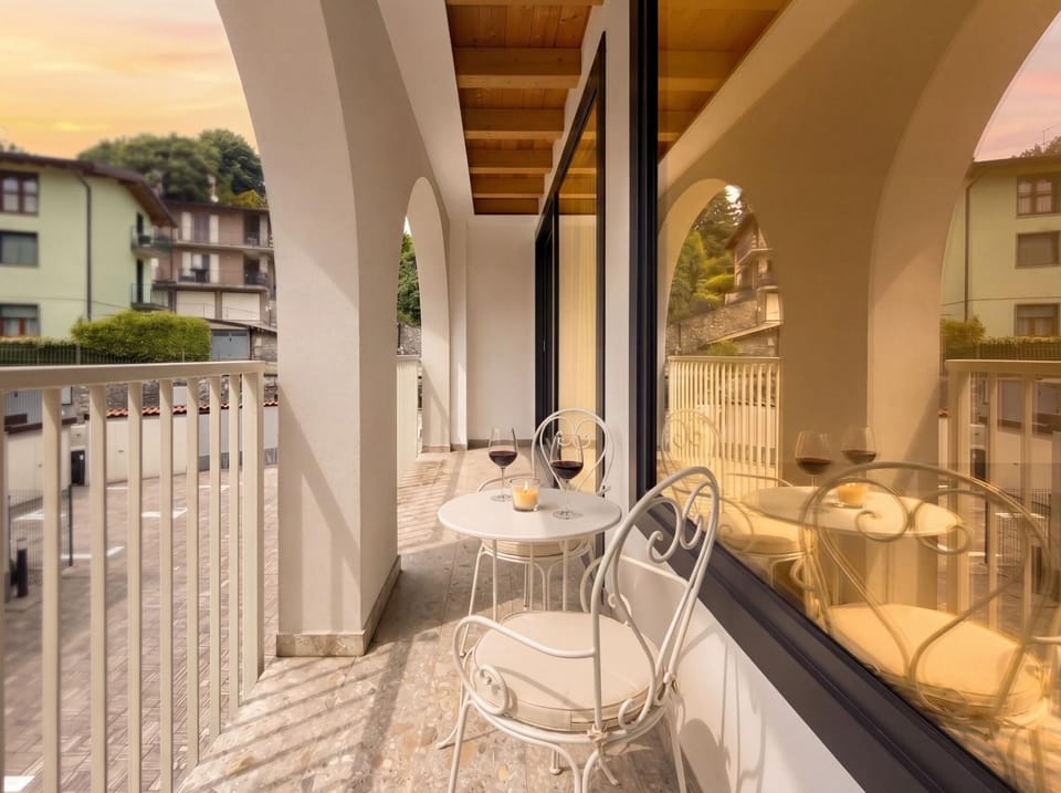 Property building, Patio, Day, View (from property/room), Balcony/Terrace, Living room, Seating area, Dining area