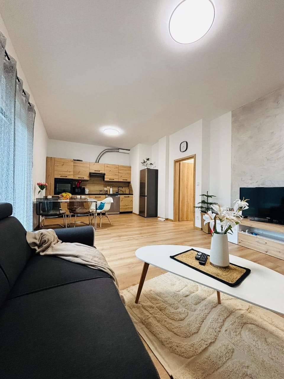 Kitchen or kitchenette, Living room, Seating area, Dining area, oven, stove