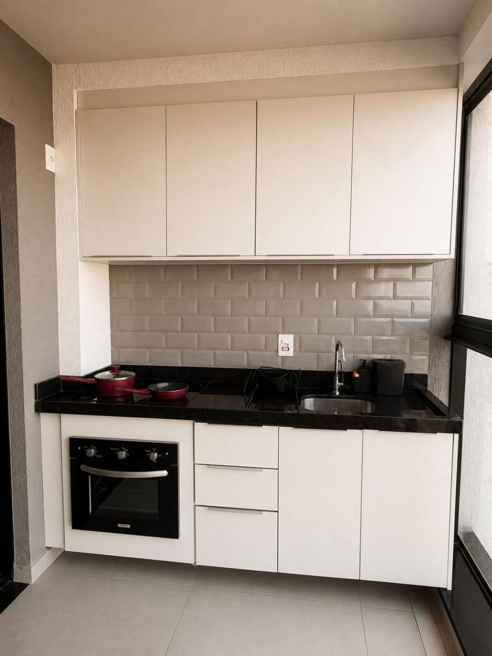Kitchen or kitchenette, stove