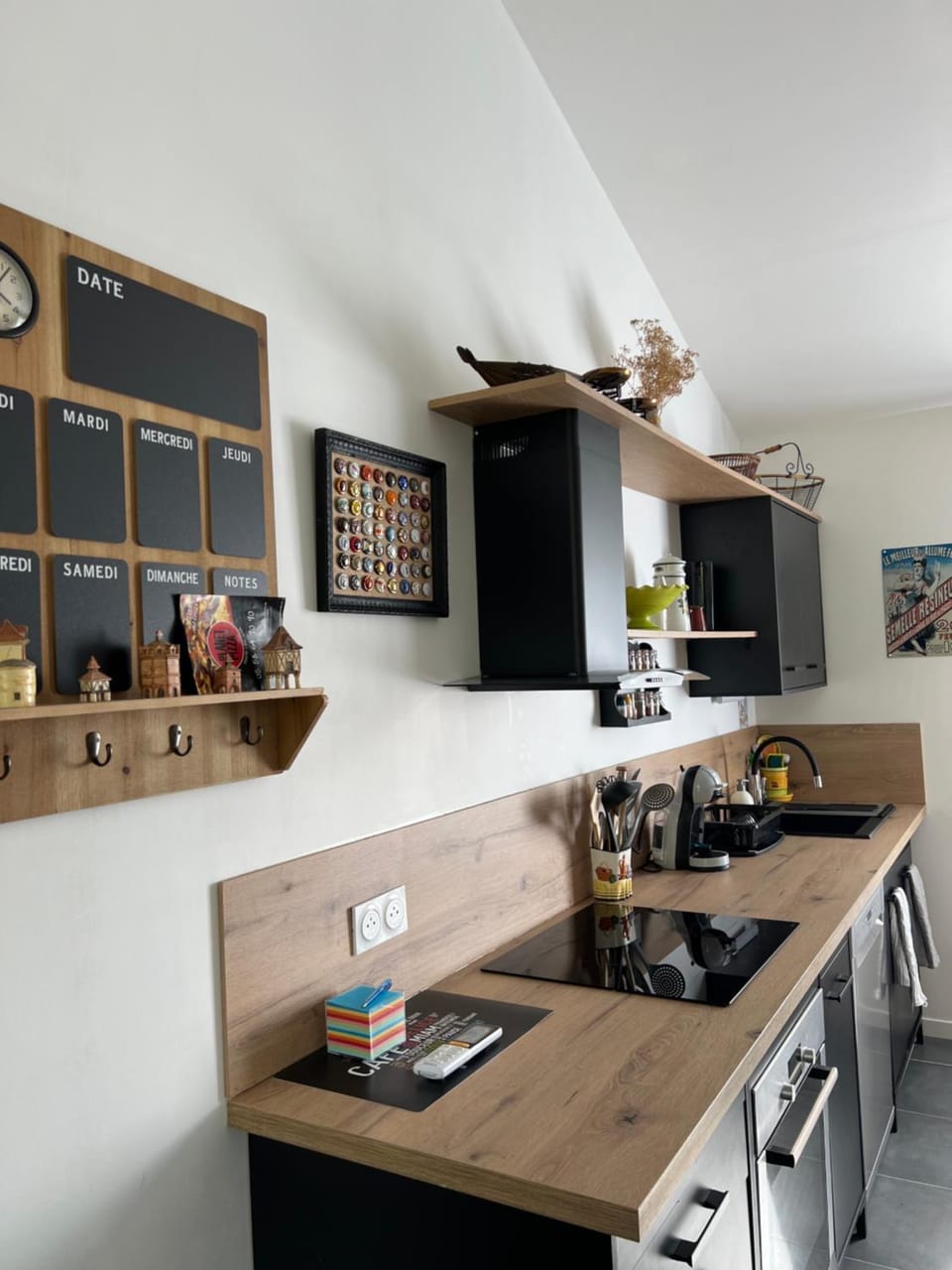Kitchen or kitchenette, stove
