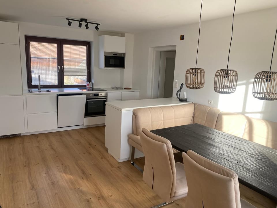 Kitchen or kitchenette, Dining area, dishwasher, stove