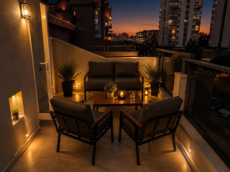 Night, Balcony/Terrace, Seating area