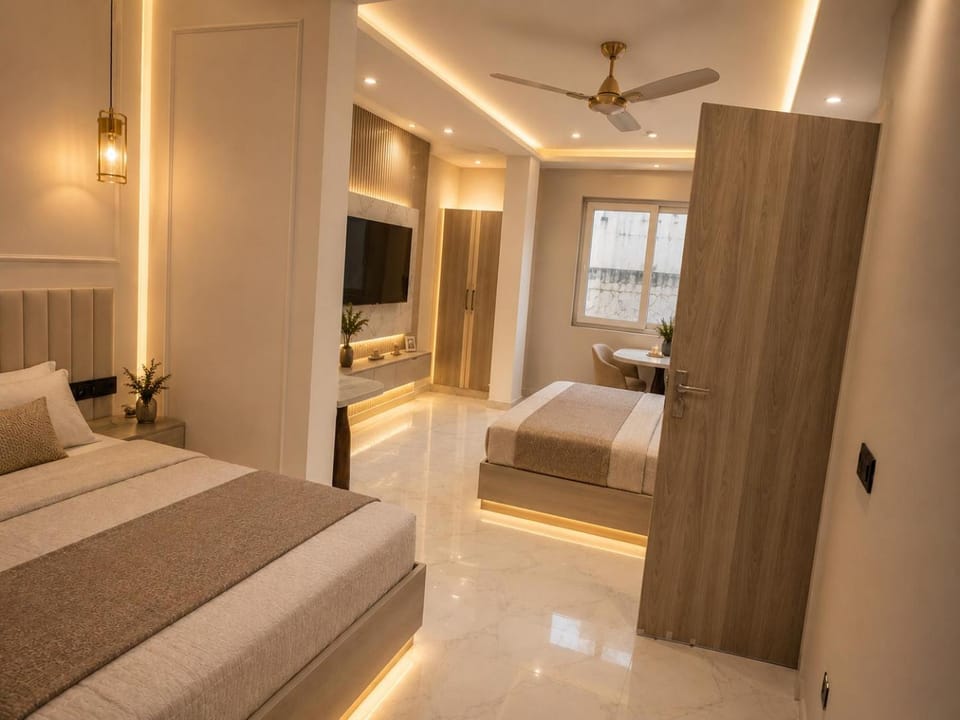 Bed, TV and multimedia, Photo of the whole room, Bedroom