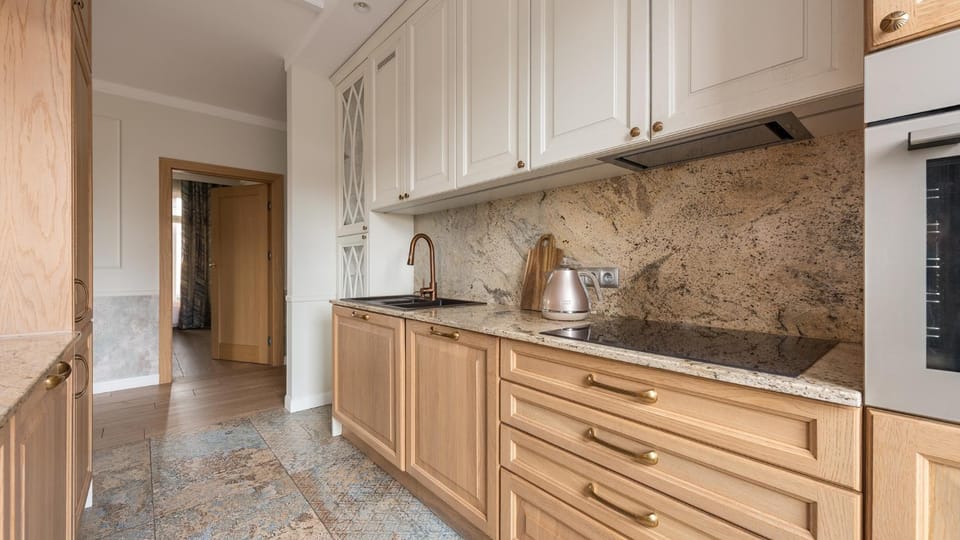 Kitchen or kitchenette, stove