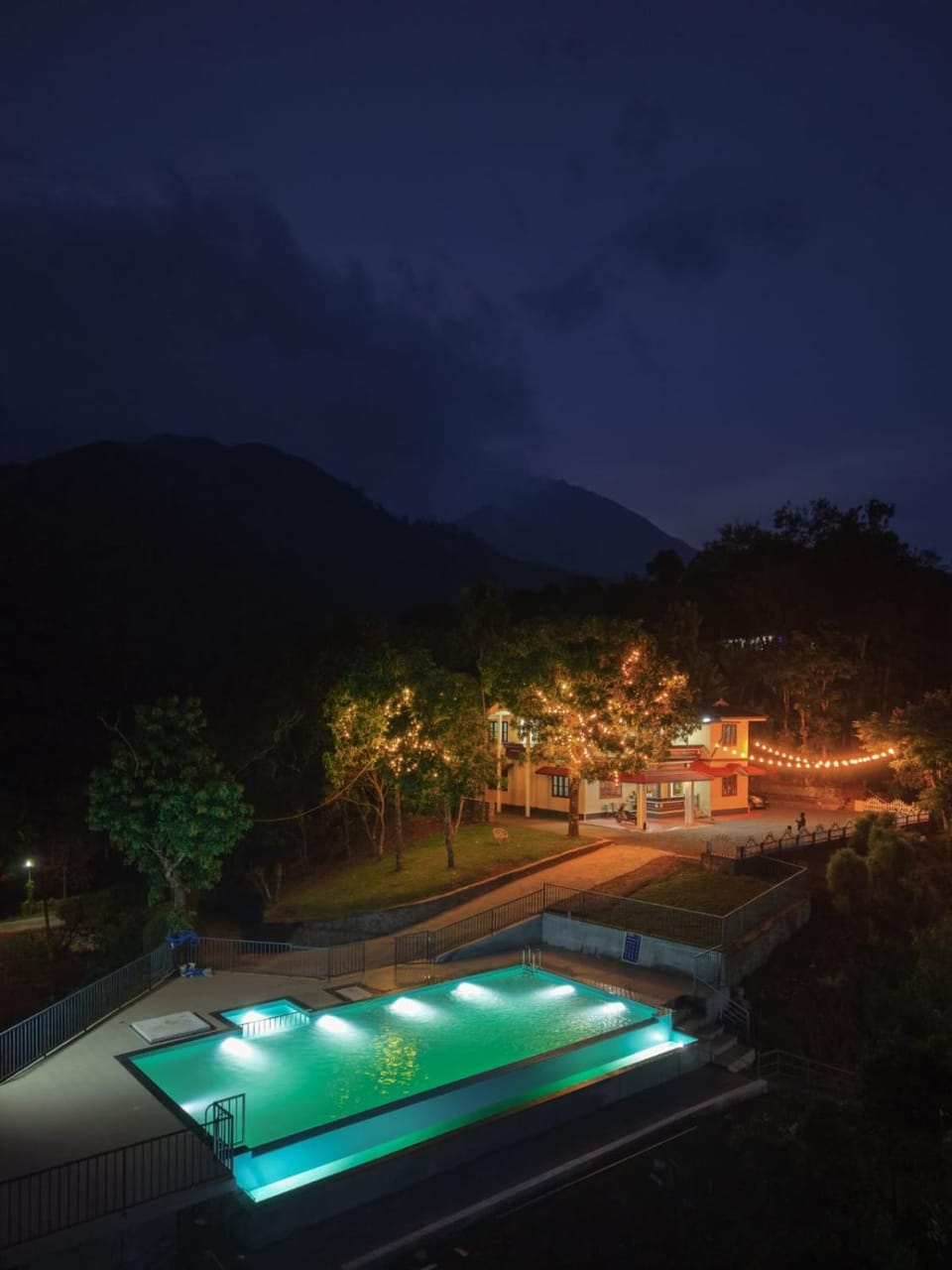 Night, Natural landscape, Mountain view, Pool view, Swimming pool