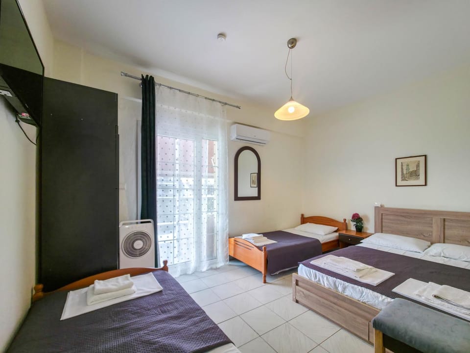 Bed, Photo of the whole room, Bedroom, towels, air conditioner
