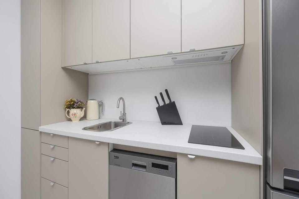 Kitchen or kitchenette, oven, stove
