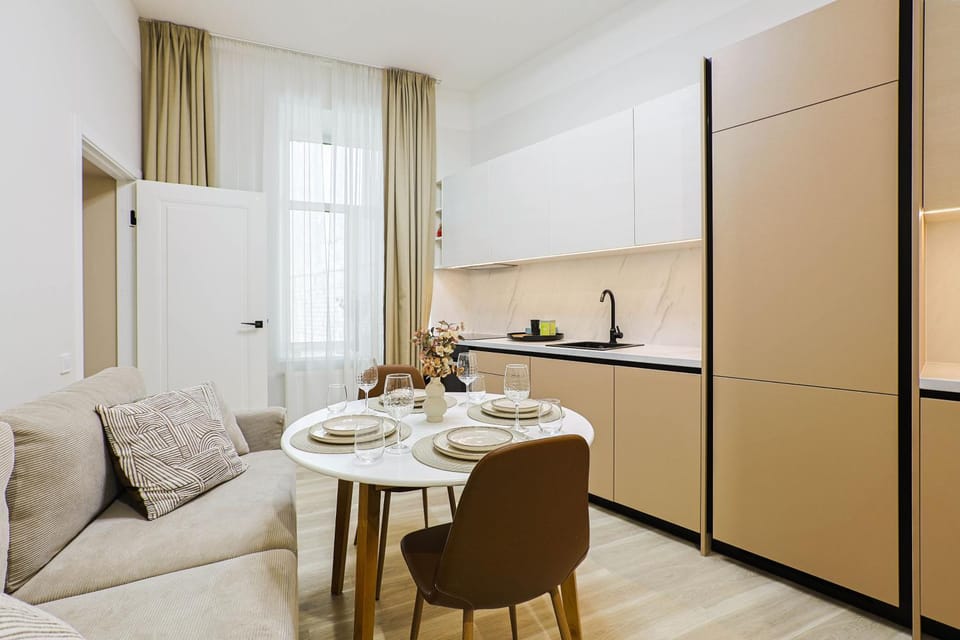 Living room, kitchen