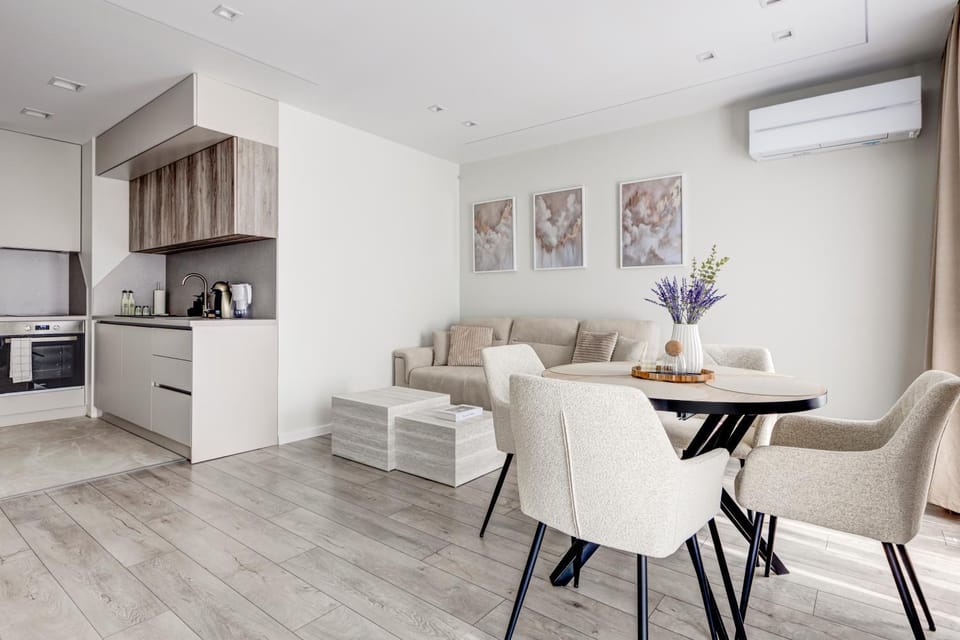 Kitchen or kitchenette, Living room, Dining area, air conditioner
