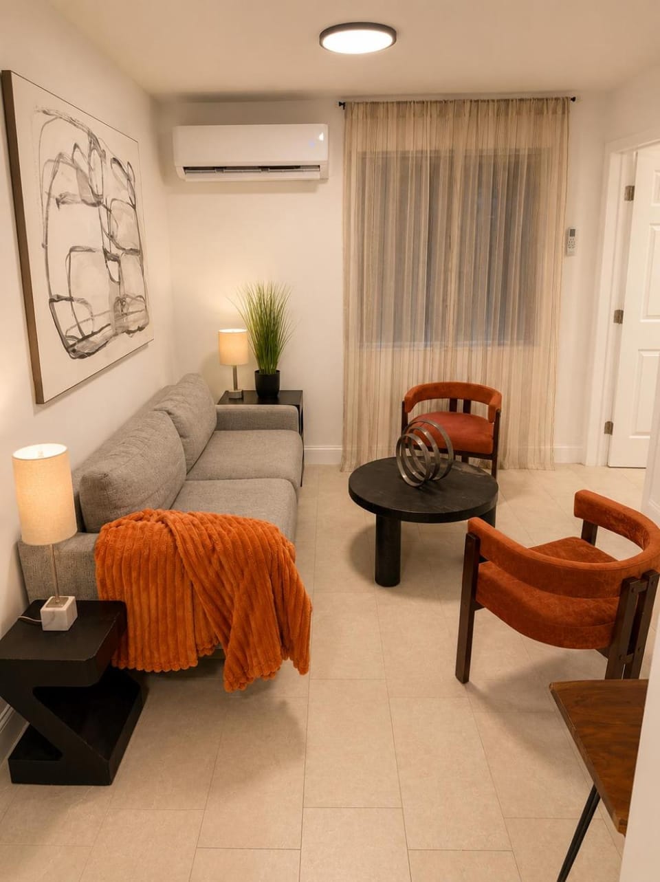 Living room, Seating area, air conditioner